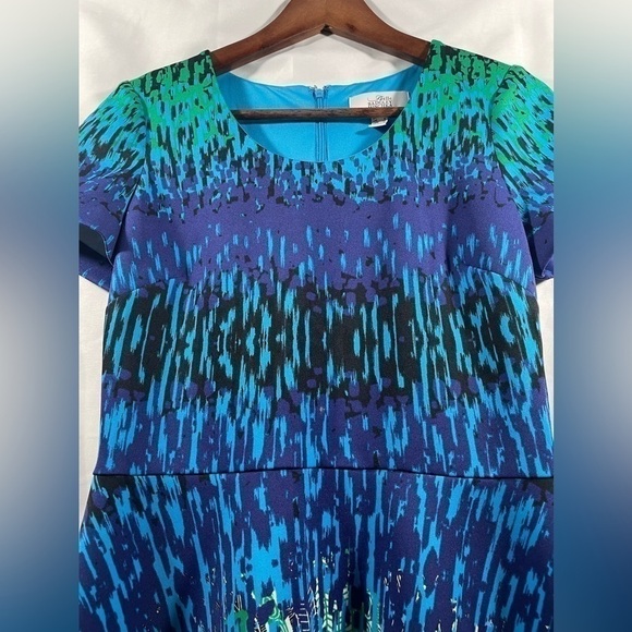 Badgley Mischka Womens Fit & Flare Dress Blue Green Yellow Size 4 - Picture 7 of 8